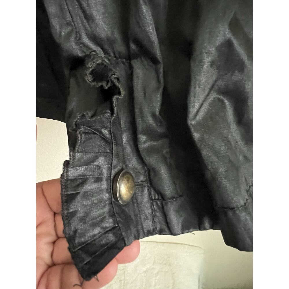 Chicos Jacket Ruffle Shiny Womens Size Large Black Windbreaker - Picture 5 of 10
